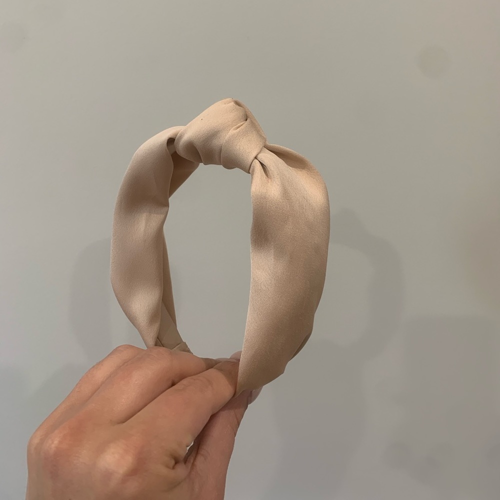 Free People Knotted Satin Headband in Light Beige